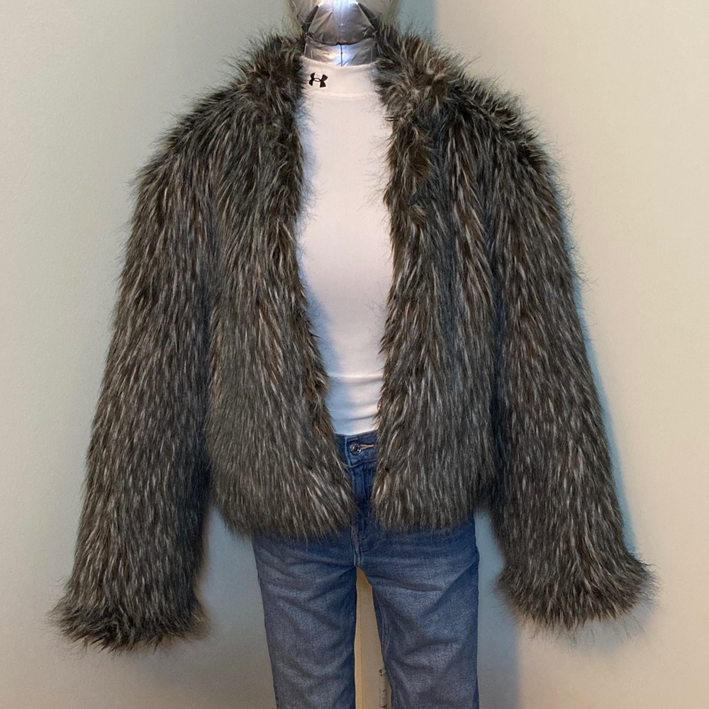 Stylish Reversible Gray Faux Fur Teddy Jacket